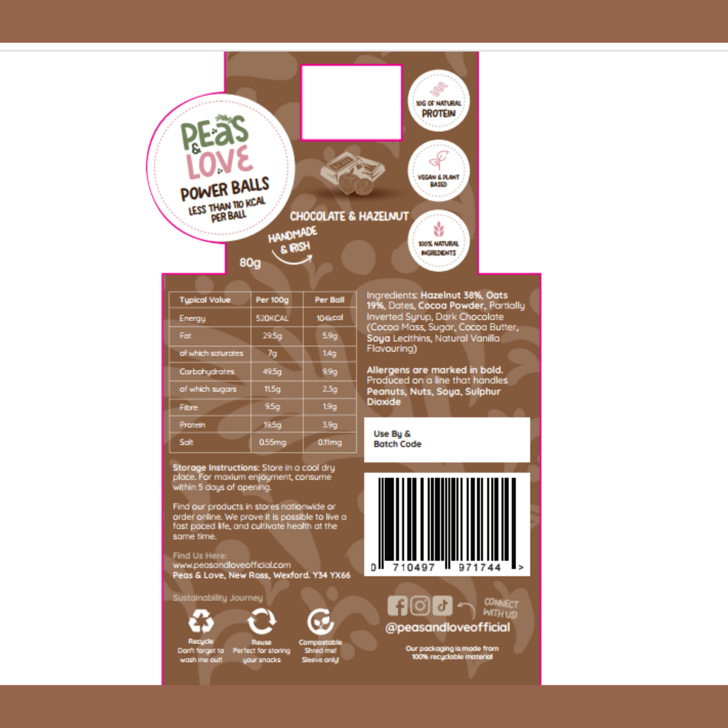 Chocolate and Hazlenut | Power Balls | Healthy Snacks - Peas and Love